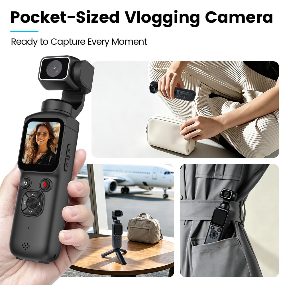 Aero 4K Vlogging Camera, 330° AI Face Tracking, 75MP Photos & Wi-Fi