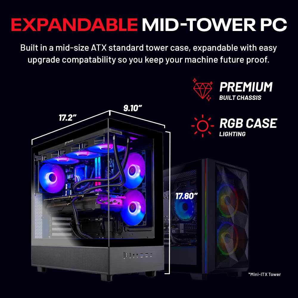 Skytech Gaming PC Desktop, Ryzen 7 7700, RTX 5060 Ti 8GB, 32GB RAM, 1TB SSD