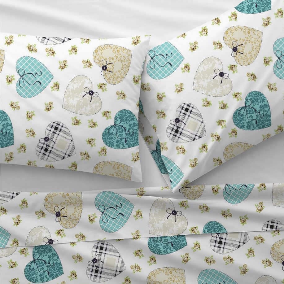 Sleep Well 90 GSM Bedsheet with Pillow Case (Blue & Pink Diamond Design, Single)