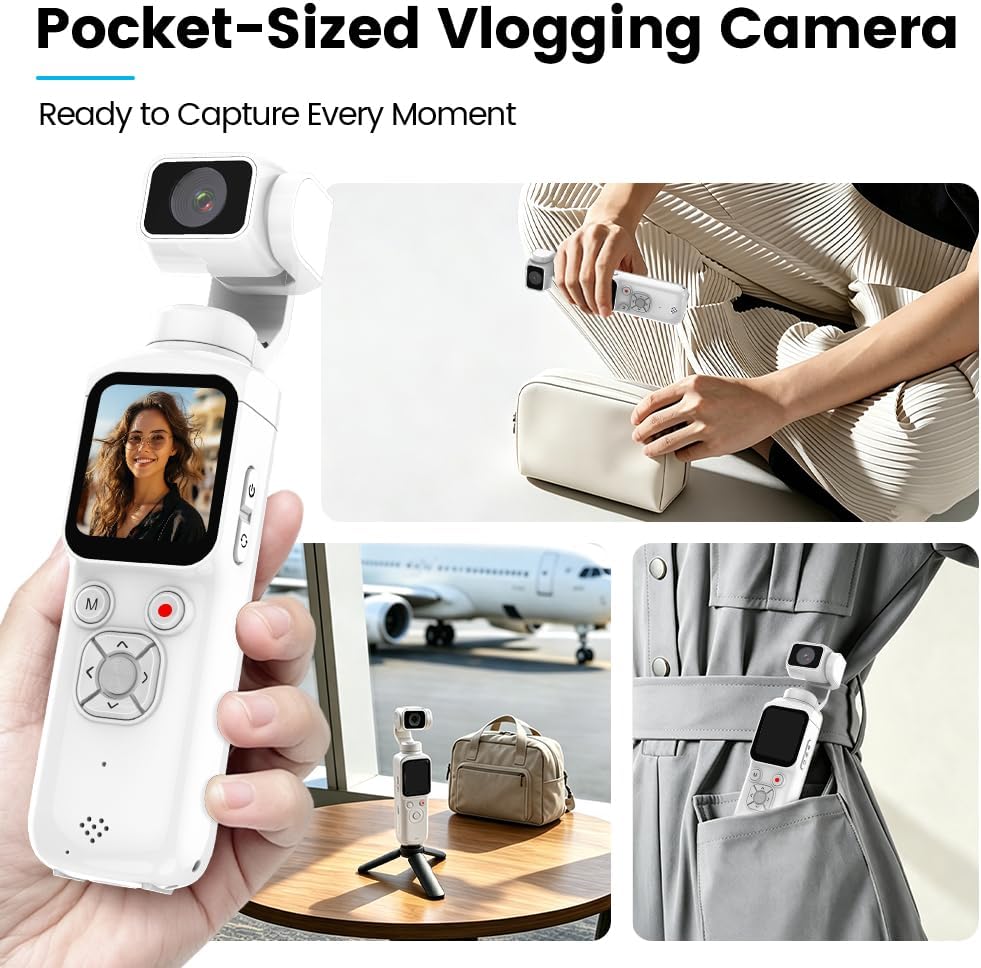 Aero 4K Vlogging Camera, 330° AI Face Tracking, 75MP Photos & Wi-Fi