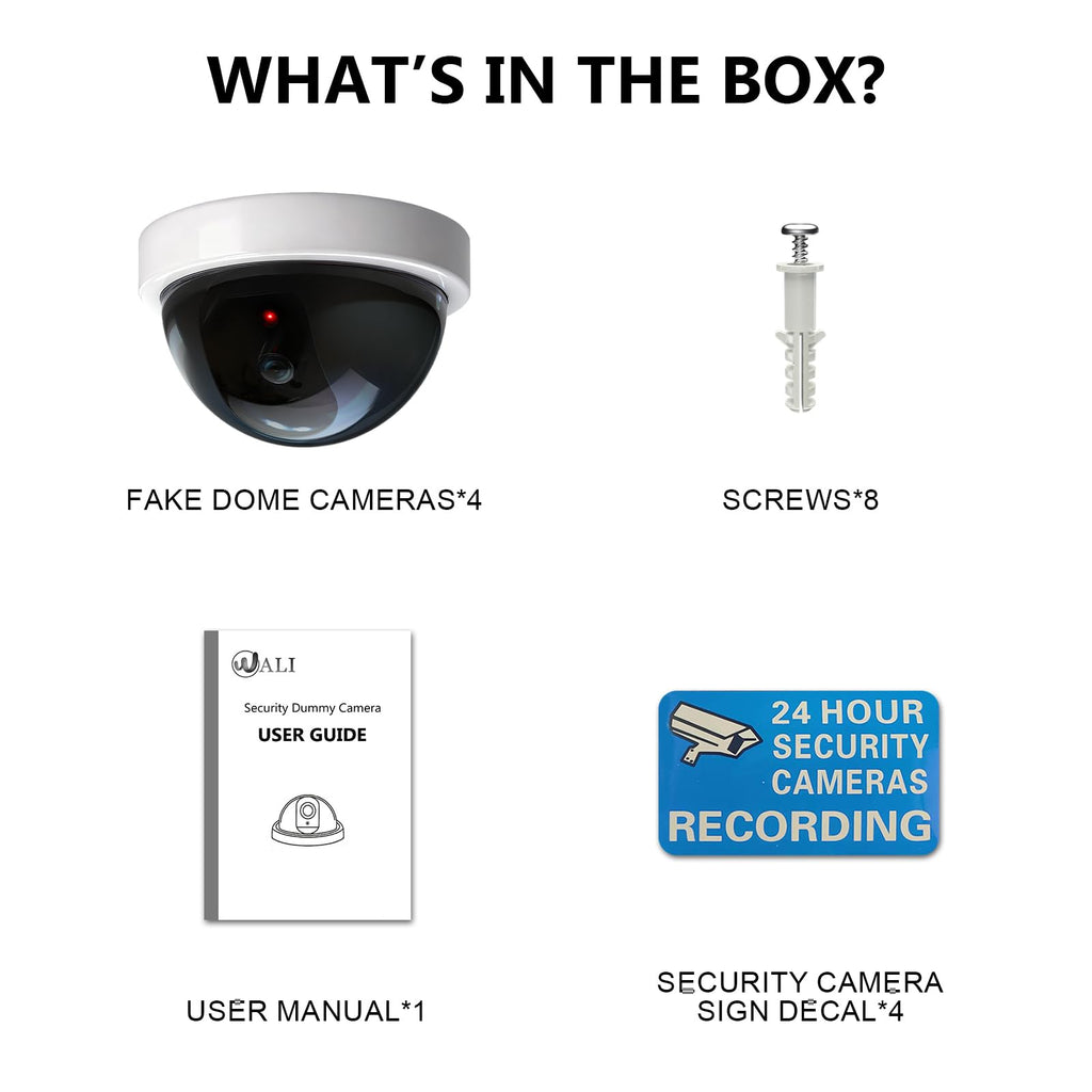 WALI CCTV Dome Fake Camera with Flashing Red Light, 2 Pack, White (SDW-2)