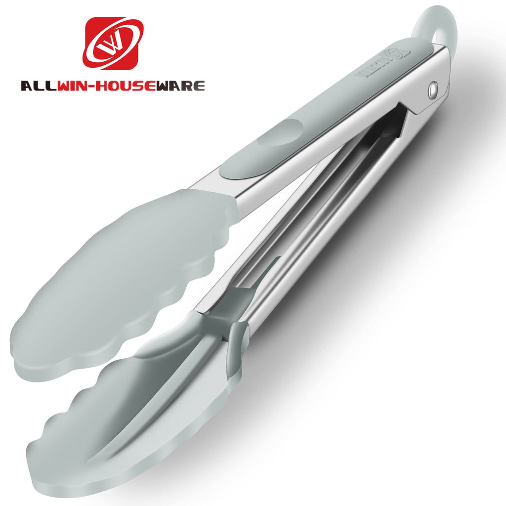 2 Pack Silicone Kitchen Tongs, 9 & 12 Inch, Stainless Steel, Black