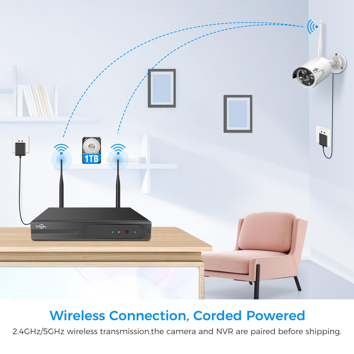Hiseeu 5MP Home Security Camera System Outdoor, 2.4G/5G Wireless WiFi Pro