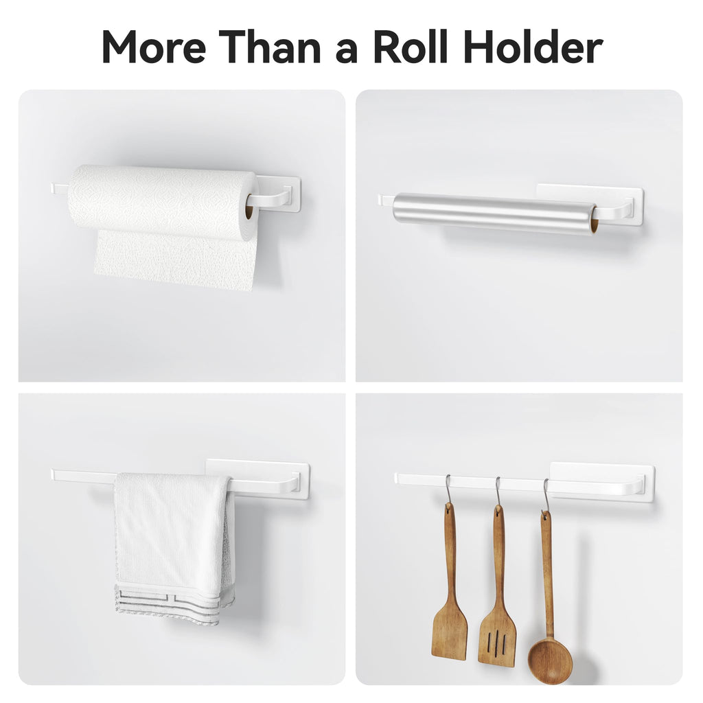 Paper Towel Holder Under Cabinet, Self-Adhesive or Drilling, Matte Black
