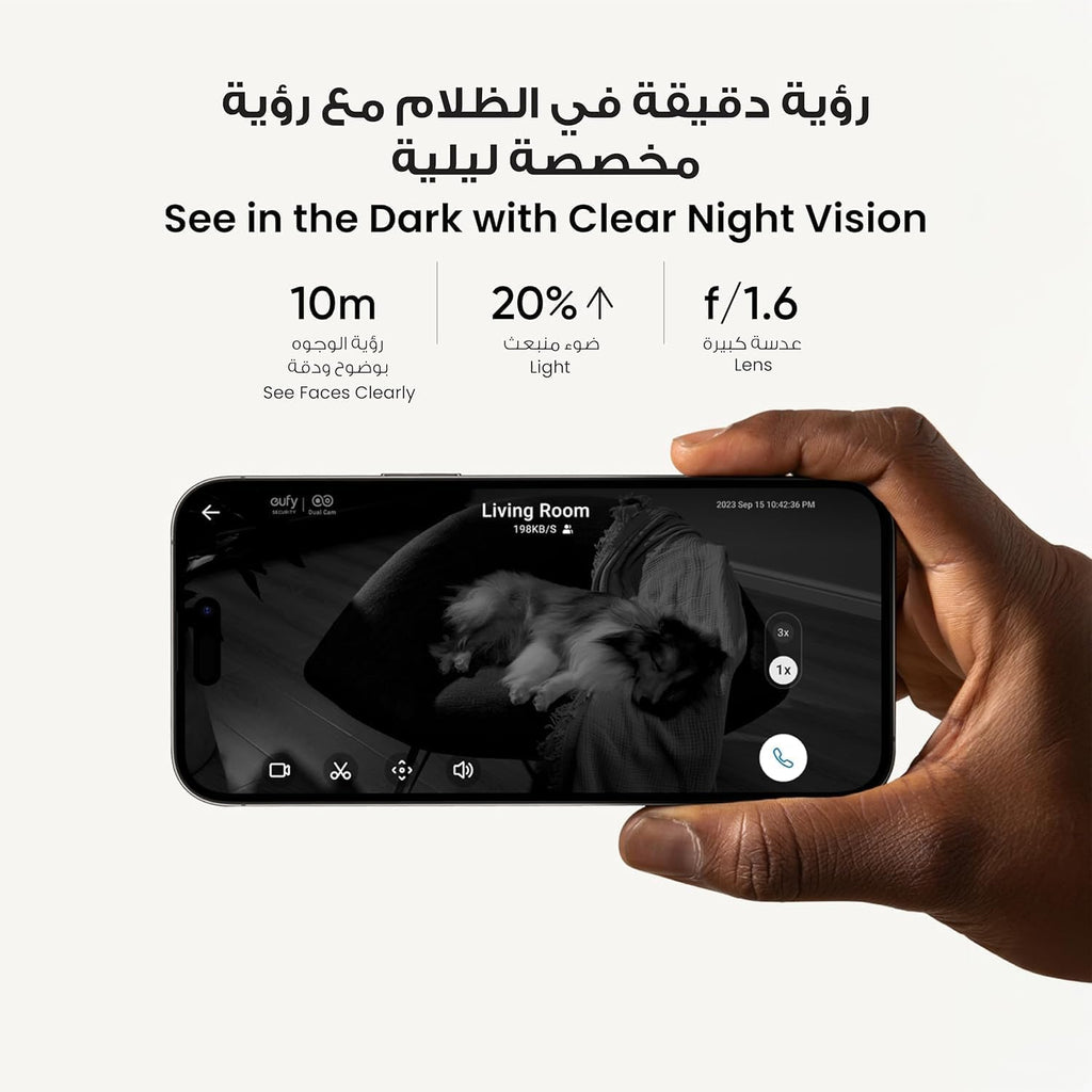 eufy Security Indoor Cam S350، كاميرا أمان بدقة عالية 4K UHD، تكبير 8 أضعاف، تغطية °360 PTZ، ذكاء اصطناعي/ استشعار الحيوانات، مثالي لمراقبة الأطفال//المنزل، شبكة Wi-Fi-6 ثنائية النطاق، توصيل سهل.
