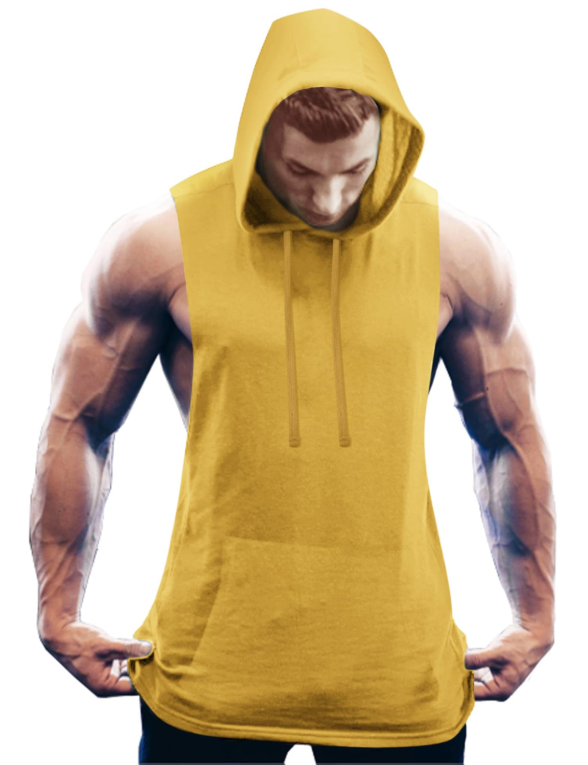 COOFANDY Men's Workout Hooded Tank Tops Bodybuilding Muscle Cut Off T Shirt Sleeveless Gym Hoodies