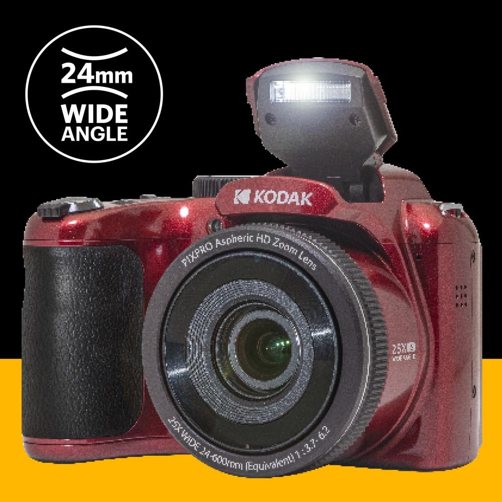 KODAK PIXPRO AZ255 16MP Digital Camera, 25x Optical Zoom, AA, OIS, Black