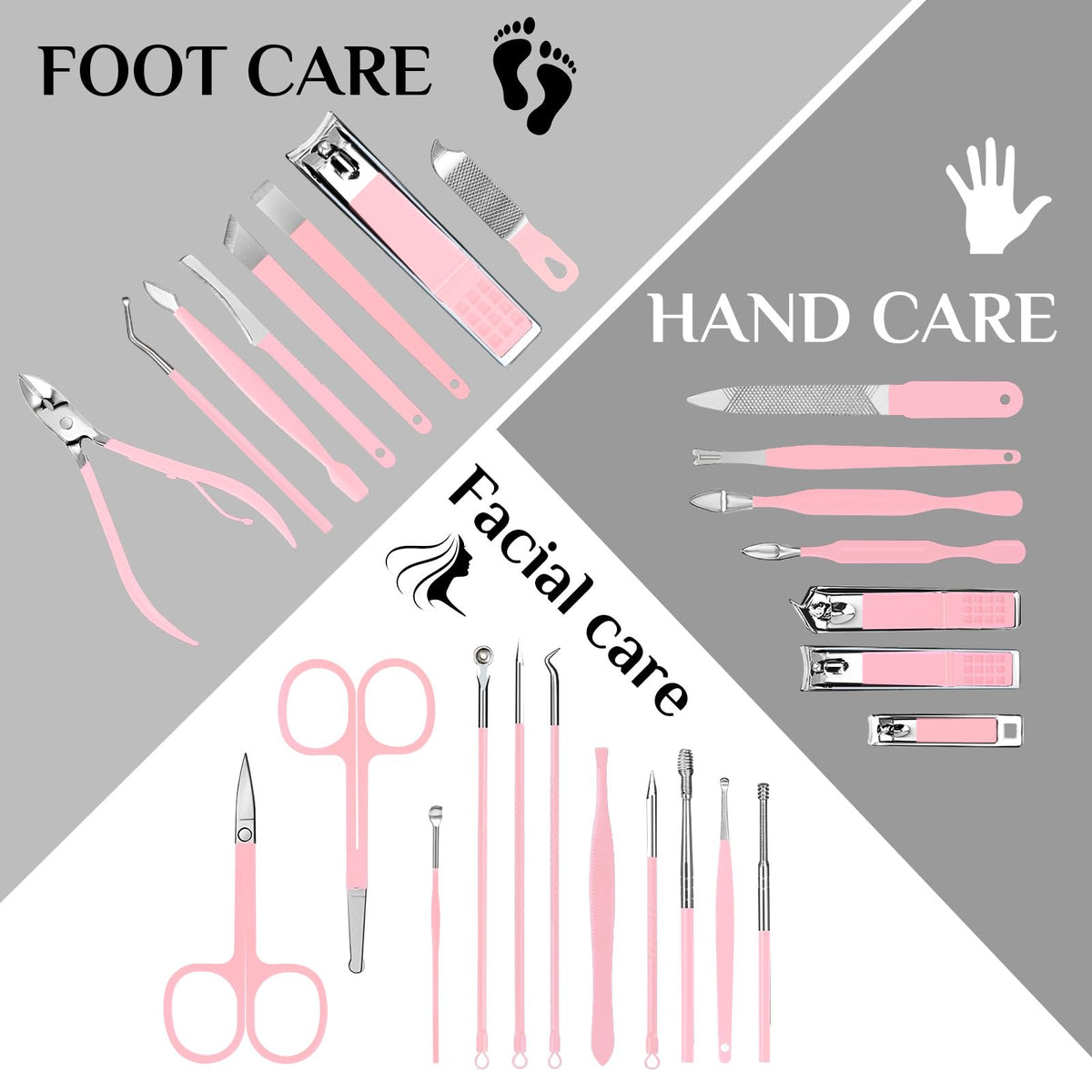 MINKINH Manicure Set Nail Clippers Set Pedicure Kit, 26-Piece Brown