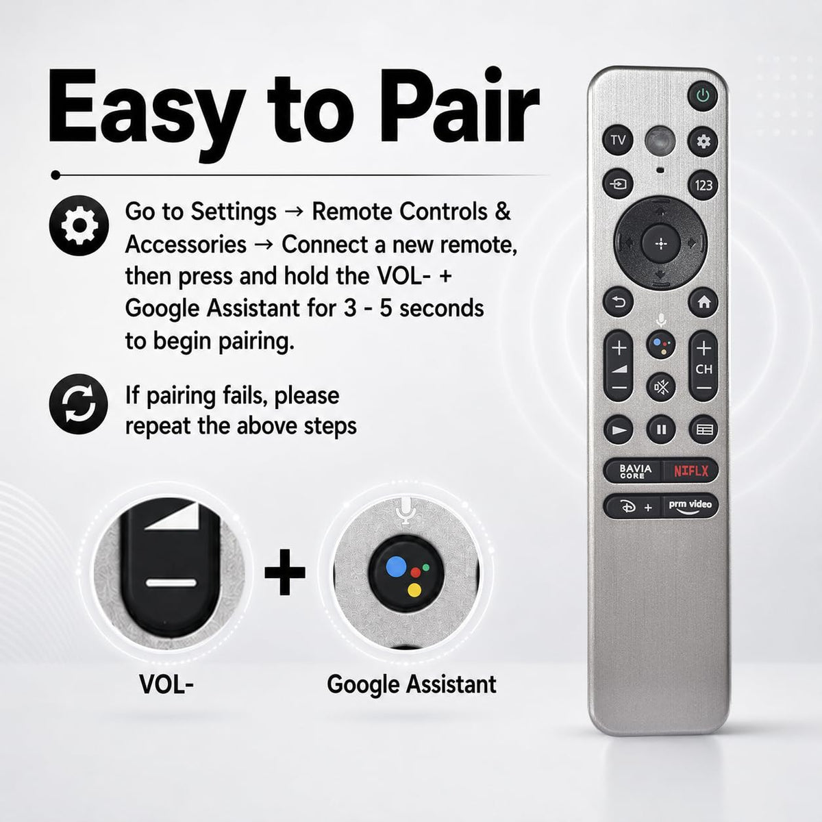 Replacement for Sony Remote,for All 2019-2026 Bravia Smart TV Voice Control