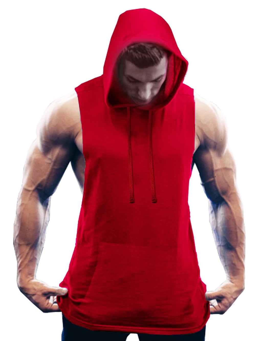 COOFANDY Men's Workout Hooded Tank Tops Bodybuilding Muscle Cut Off T Shirt Sleeveless Gym Hoodies
