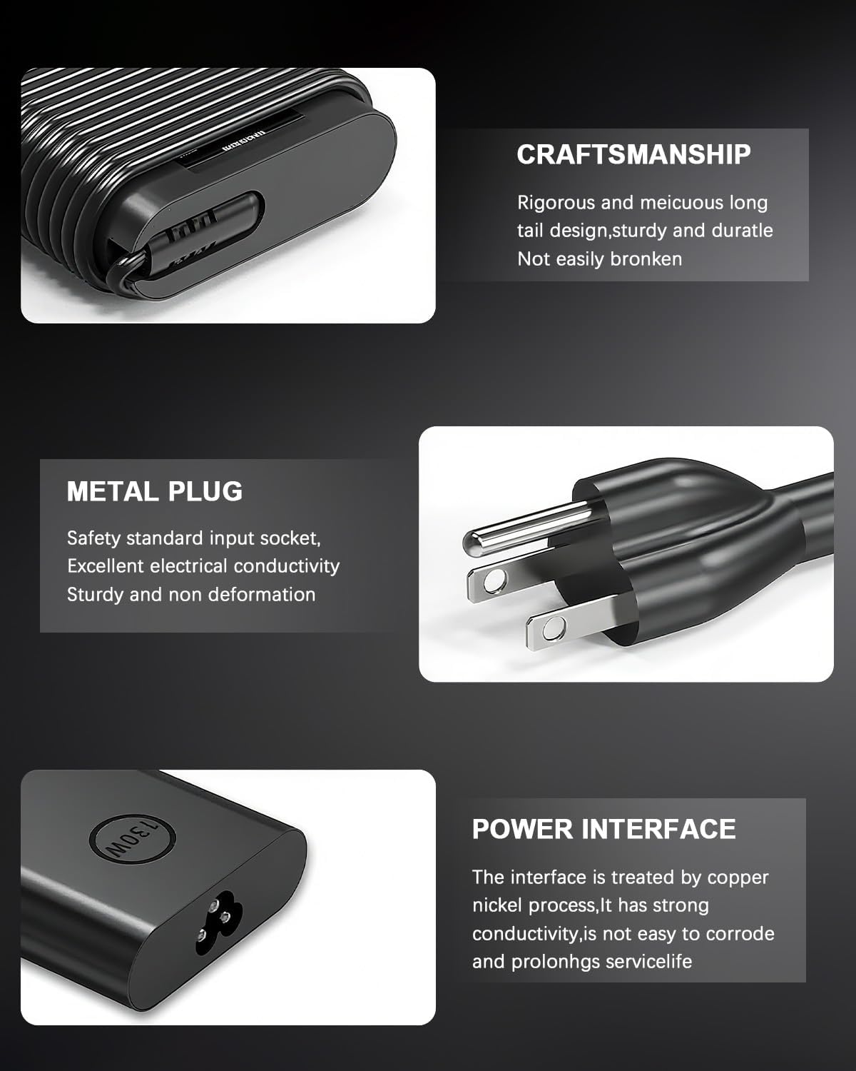 130W USB C Laptop Charger Compatible with Dell Precision 5570 5560 5550 5530 5760 5750 3560 Latitude 7410 7310 7210 9410 9510 5420 5520 5510 XPS 15 17 2in1 9575 9500 9700 Power Cord