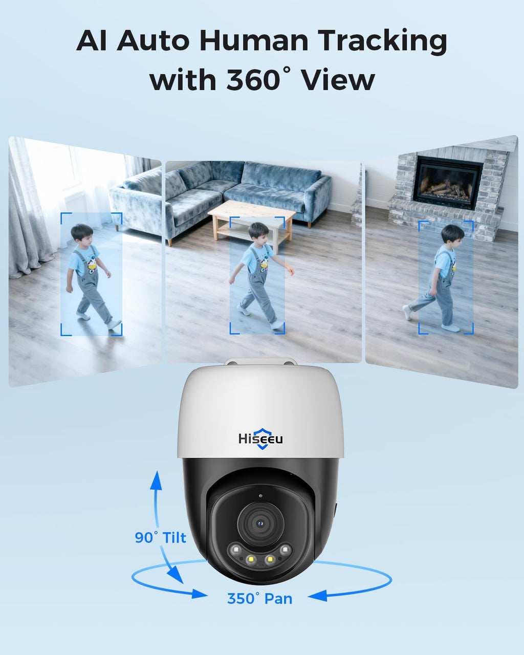 Hiseeu 4K PoE Security Camera System 8pcs PoE PTZ Cameras,360° View