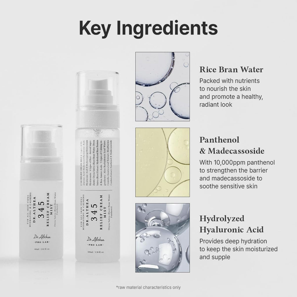Dr.Althea 345 Relief Cream Mist, Korean Vegan Skin Care, 3.38 Fl Oz