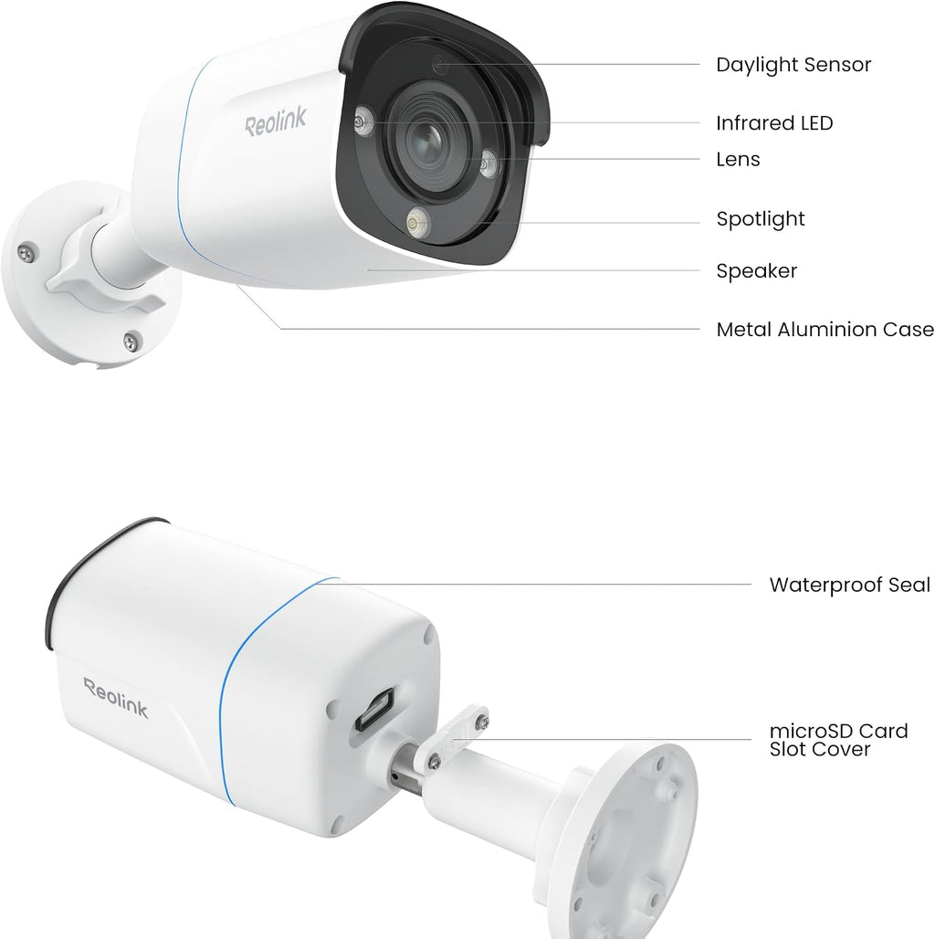 ريو لينك كاميرا مراقبة سلكية 4K 8MP PoE للاستخدام الداخلي/الخارجي، رؤية