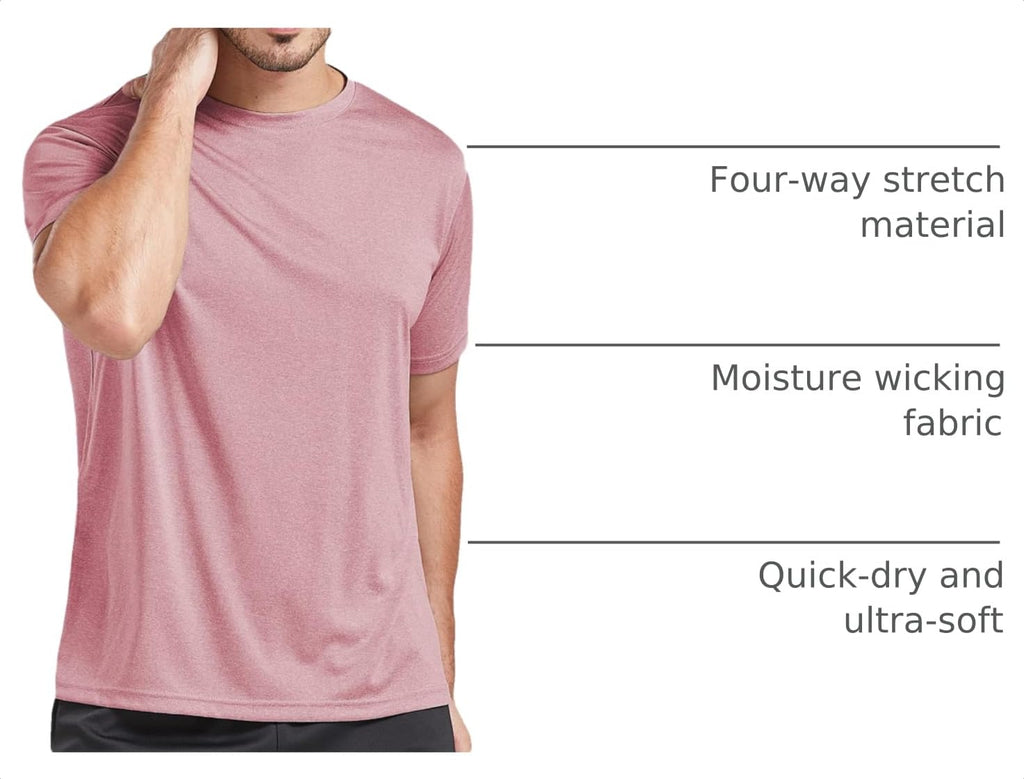 5 Pack Men's Dry Fit T Shirts Athletic Running Gym Workout Short Sleeve Tee Shirts for Men