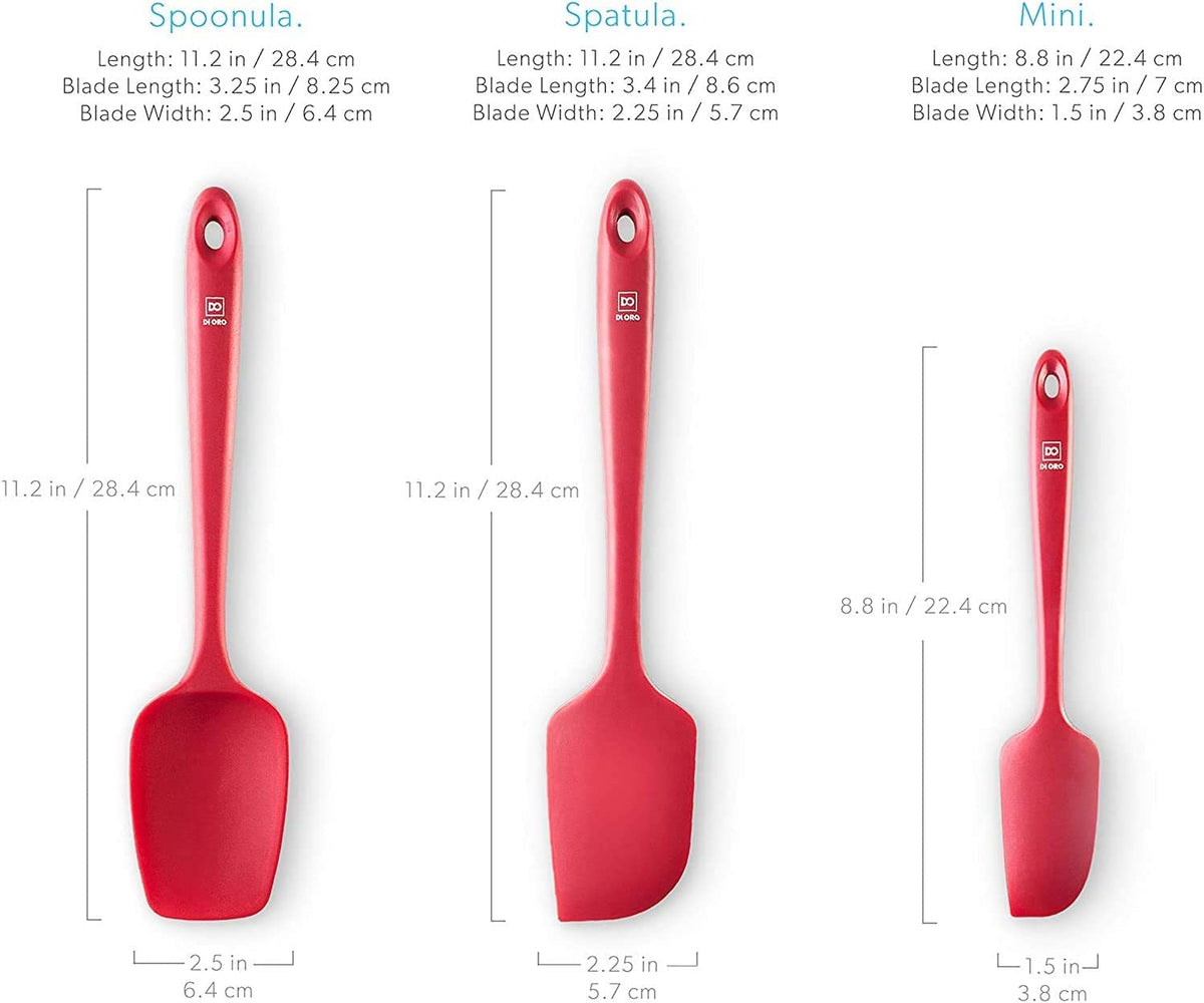 DI ORO Silicone Spatula Set - 600F Heat Resistant, 3-Pc Black