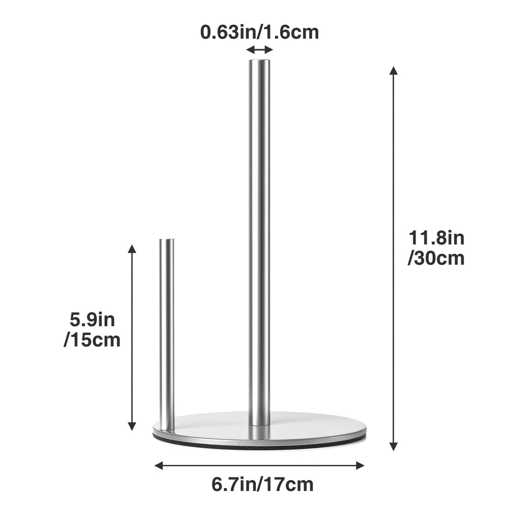 Paper Towel Holder Black Stainless Steel Kitchen Countertop Roll Organizer