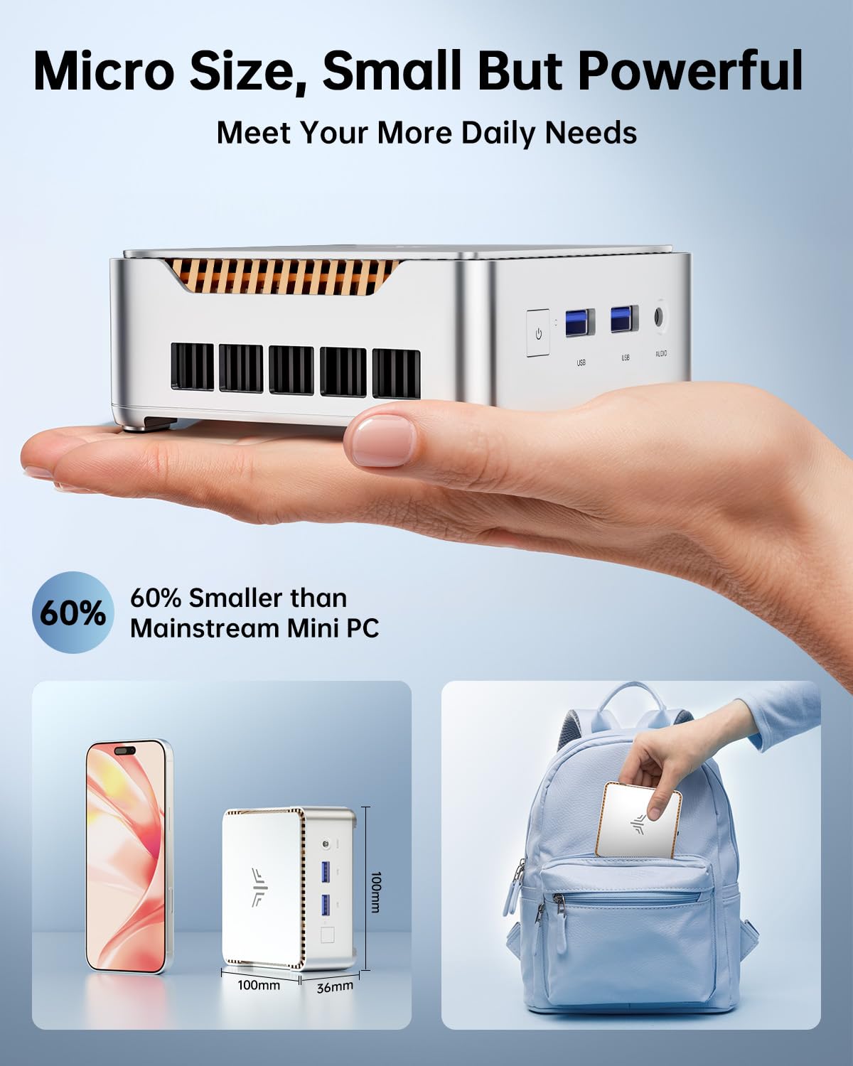 KAMRUI Pinova P2 Mini PC 16GB RAM 512GB SSD, AMD Ryzen 4300U(Beats 5400U/3500U/N95,Up to 3.7GHz,4C/8T) Mini Computers,Triple 4K Display/HDMI+DP+Type-C/WiFi/BT for Home/Business Mini Desktop Computers