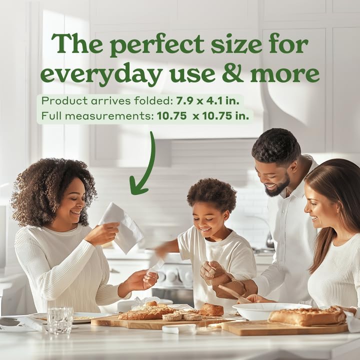 Caboo Tree Free Napkins, 4 Packs of 250, 1000 Total Napkins, Sustainable & Disposable Kitchen Napkin