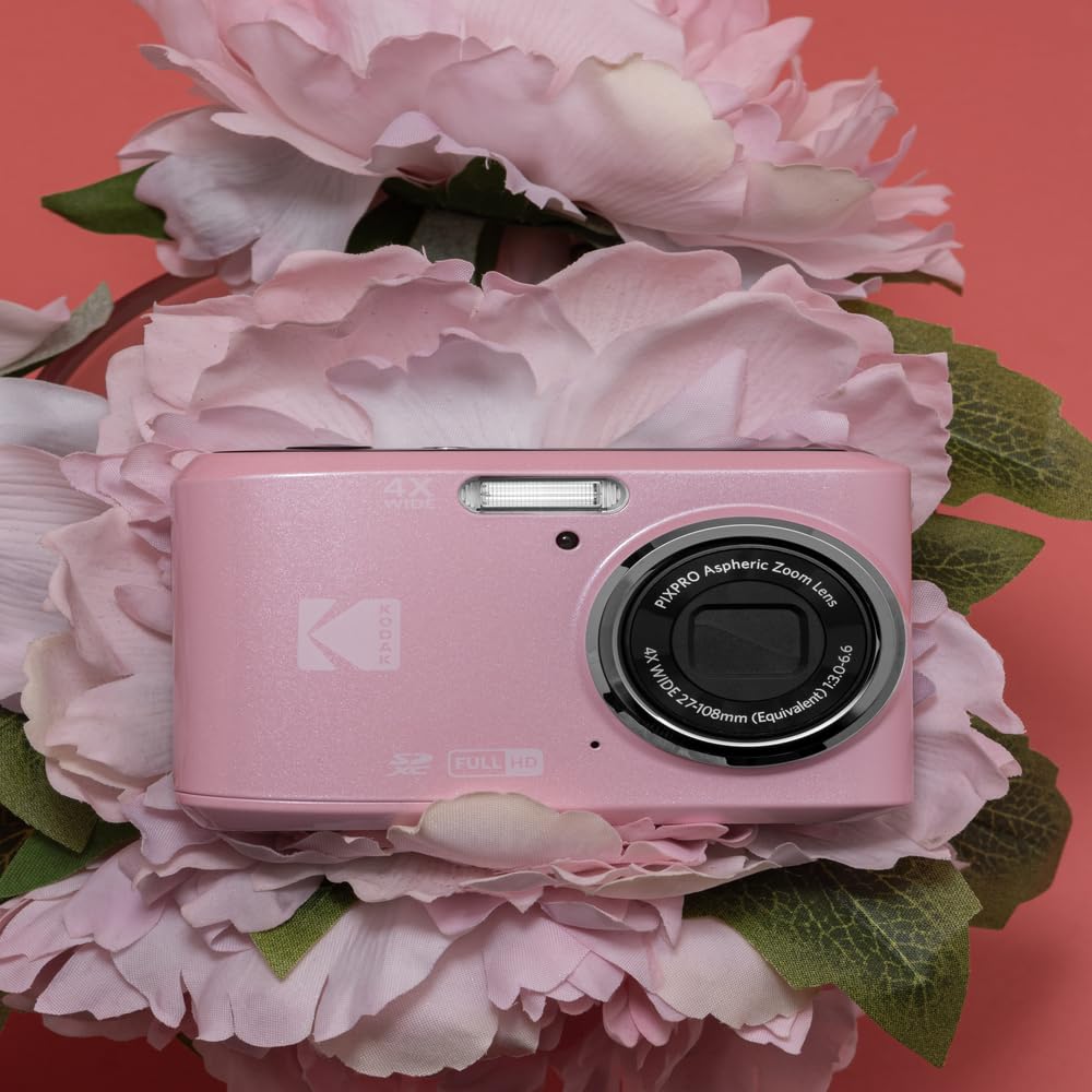 KODAK PIXPRO FZ45 16MP Compact Digital Camera, 4X Optical Zoom, AA, Red