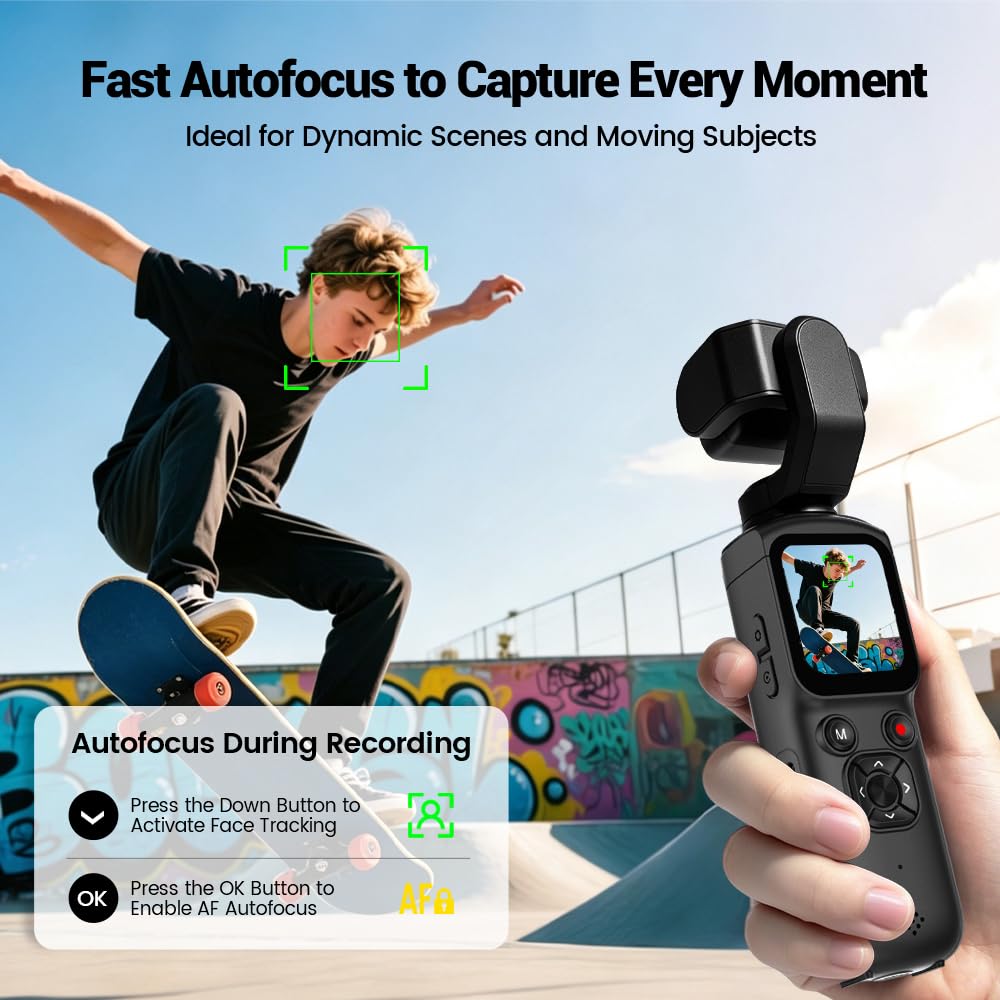 Aero 4K Vlogging Camera, 330° AI Face Tracking, 75MP Photos & Wi-Fi