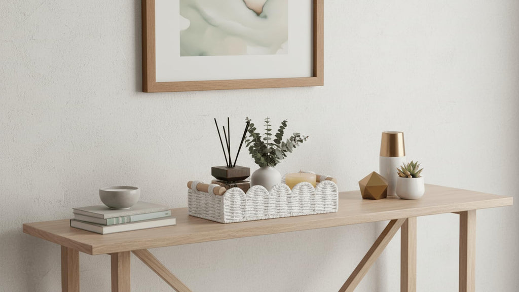 CubesLand Scalloped Toilet Paper Storage Basket W/Handle for Home Decor