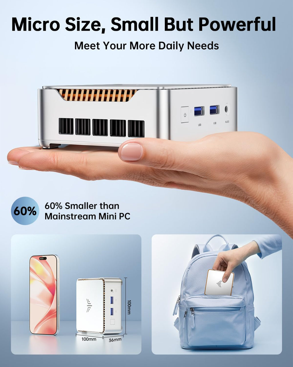 KAMRUI Pinova P2 Mini PC 16GB RAM 512GB SSD, AMD Ryzen 4300U(Beats 5400U/3500U/N95,Up to 3.7GHz,4C/8T) Mini Computers,Triple 4K Display/HDMI+DP+Type-C/WiFi/BT for Home/Business Mini Desktop Computers