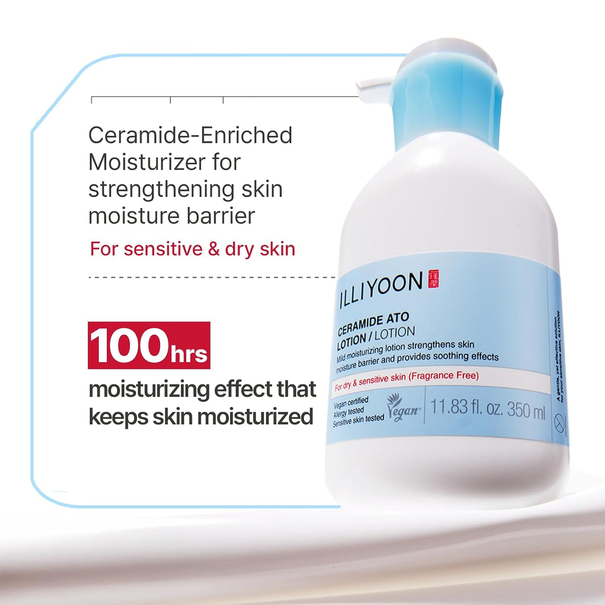 Illiyoon Ceramide Ato Concentrate Cream | Moisturizer for Dry & Sensitive Skin, 100hr Lasting Hydration, For Face & Body, Gentle for Infants, Moisture Barrier Repair, Vegan Certified, 6.76 fl.oz.