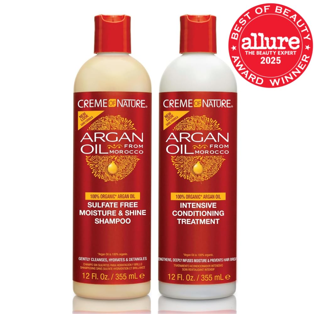 Creme of Nature Curly Hair Argan Oil Shampoo & Conditioner Set, 2-Pack