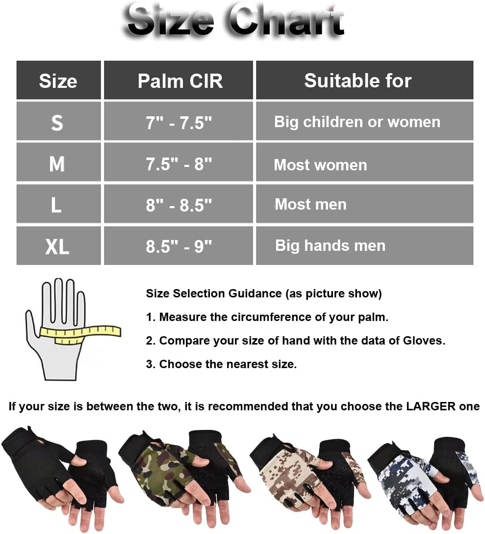 SUJAYU Fingerless Gloves - Tactical & Biking Gloves for Men & Women, Ideal for Airsoft, Fishing & Training