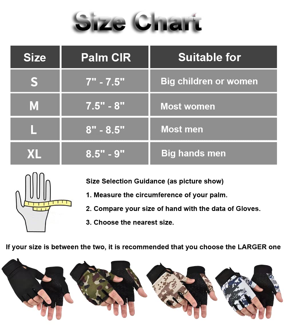 SUJAYU Fingerless Gloves - Tactical & Biking Gloves for Men & Women, Ideal for Airsoft, Fishing & Training