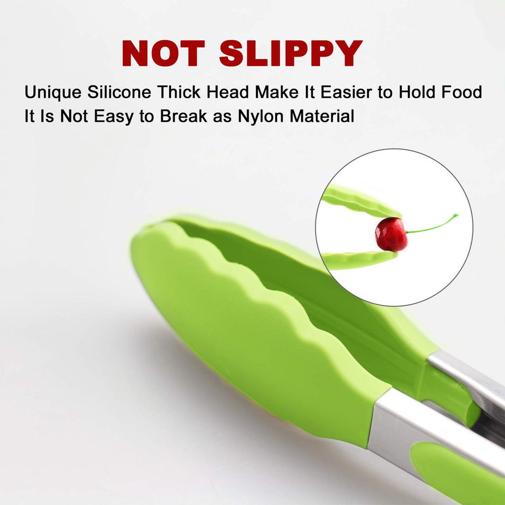 2 Pack Silicone Kitchen Tongs, 9 & 12 Inch, Stainless Steel, Black