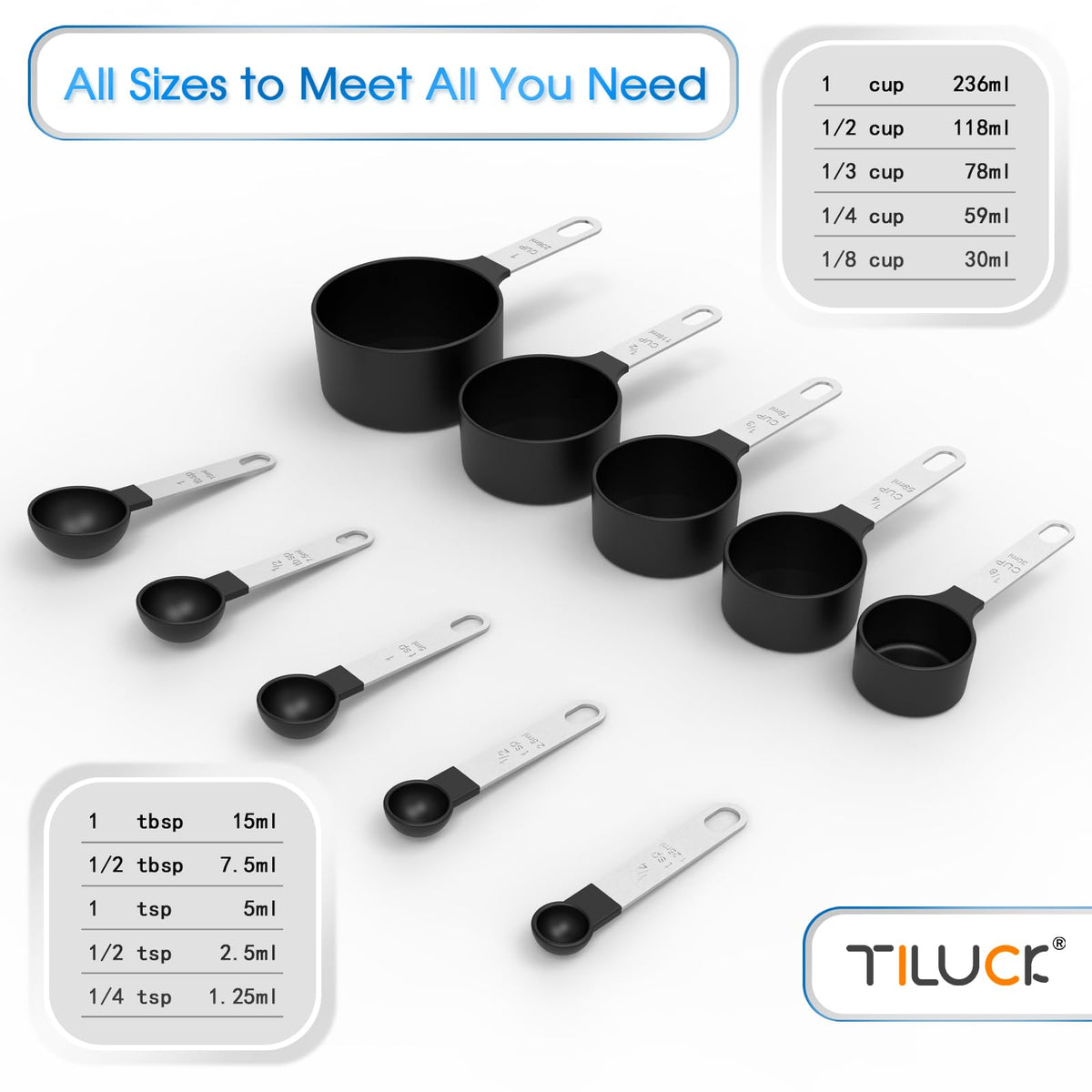 Measuring Cups & Spoons Set, Stackable Cups and Spoons