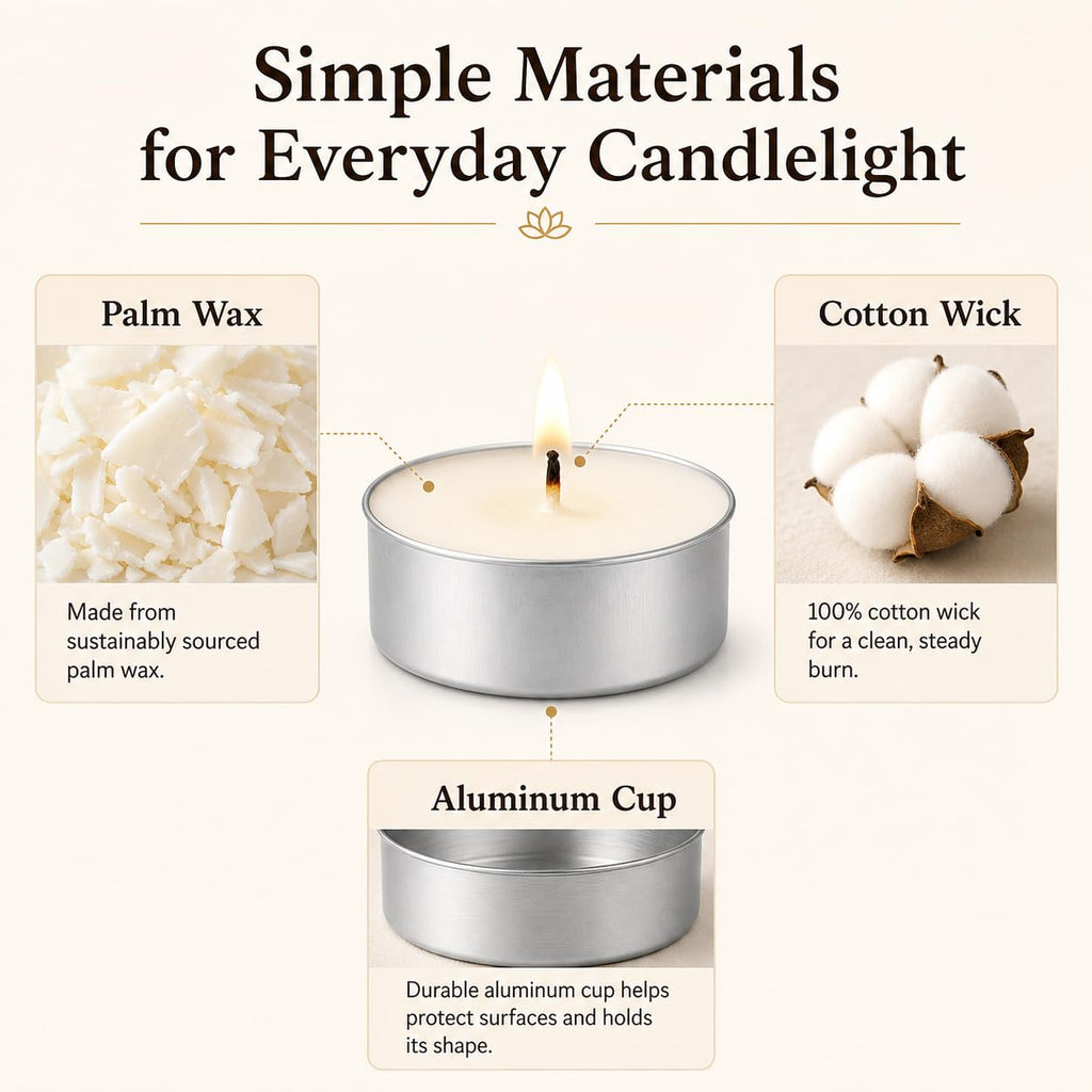 Tea Lights Candles 80 Pack, 4 Hour Palm Wax Tealight Candle Set