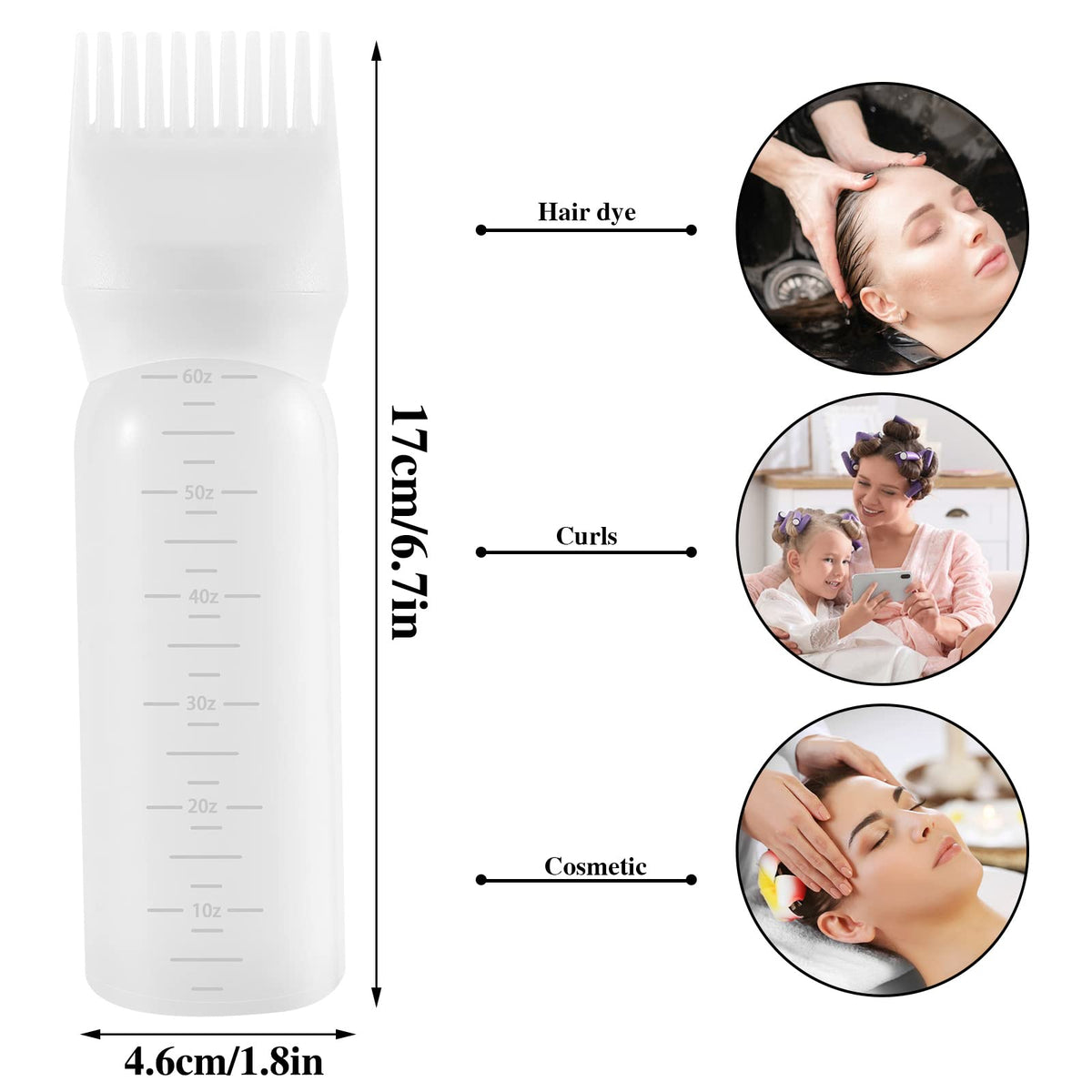 Pimoys 2Pcs 6Oz Root Comb Hair Dye Oil Applicator Bottles For Scalp, Purple