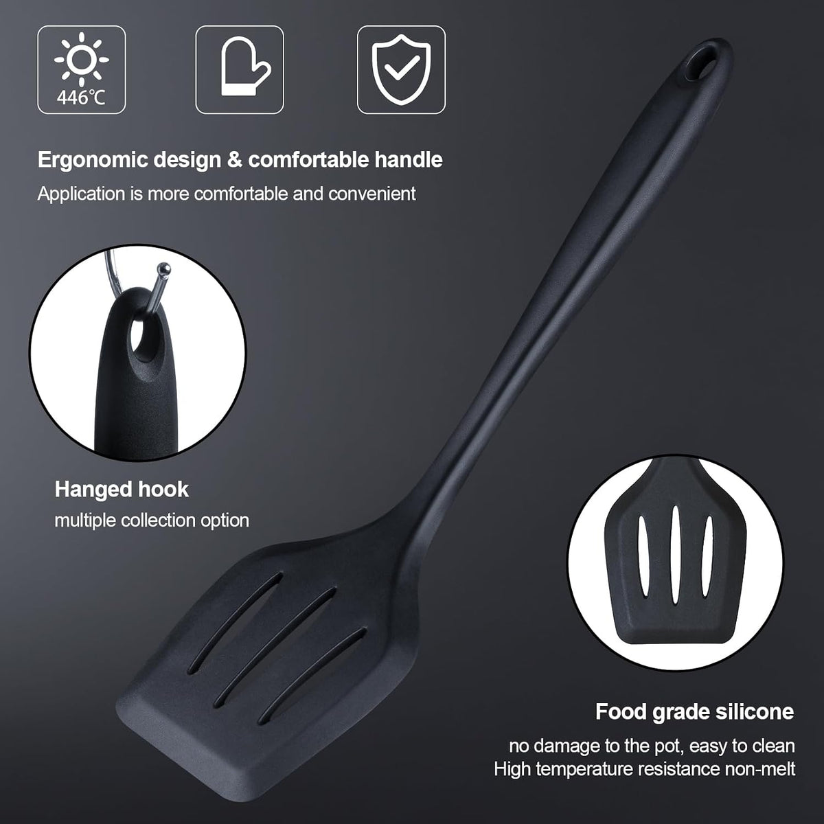 Kitchen Utensils Set,18-Piece Cooking Utensils and Knife Set,Black
