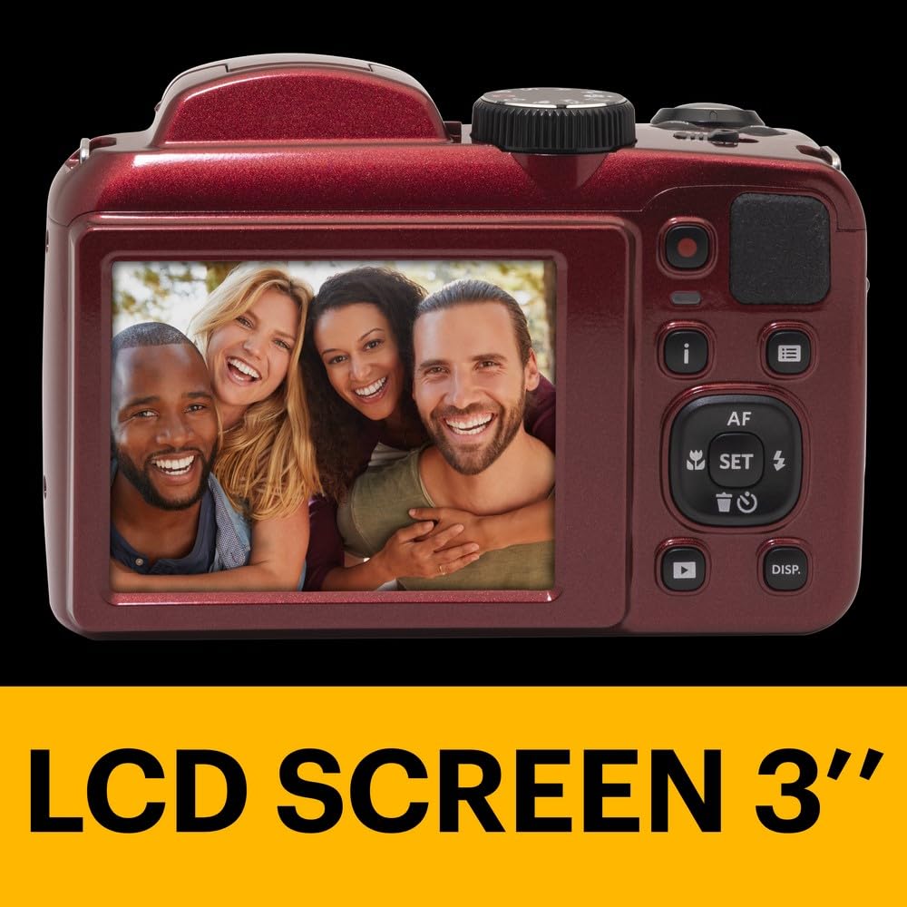 KODAK PIXPRO AZ255 16MP Digital Camera, 25x Optical Zoom, AA, OIS, Black