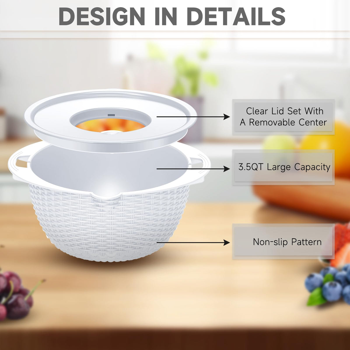 Over the Sink Colander - Strainers and Colanders - Sink Strainer Basket - Expandable Fine Mesh Strainer with Rubber Grip for Veggie, Fruits, Pasta, Home Kitchen Essentials (9.5W x 13.4-21.3L x 3.3H)
