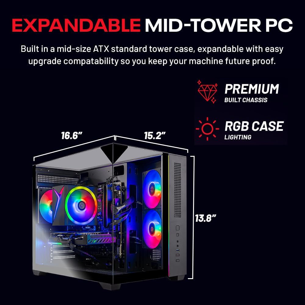 Skytech Gaming PC Desktop, Ryzen 7 7700, RTX 5060 Ti 8GB, 32GB RAM, 1TB SSD