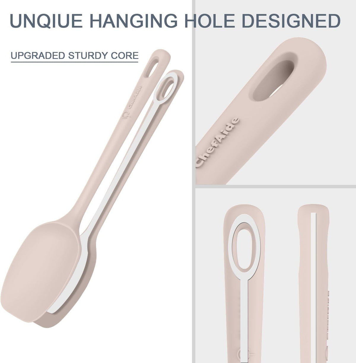 ChefAide 5 Pieces Silicone Spatulas Set, Heat Resistant Rubber Spatula
