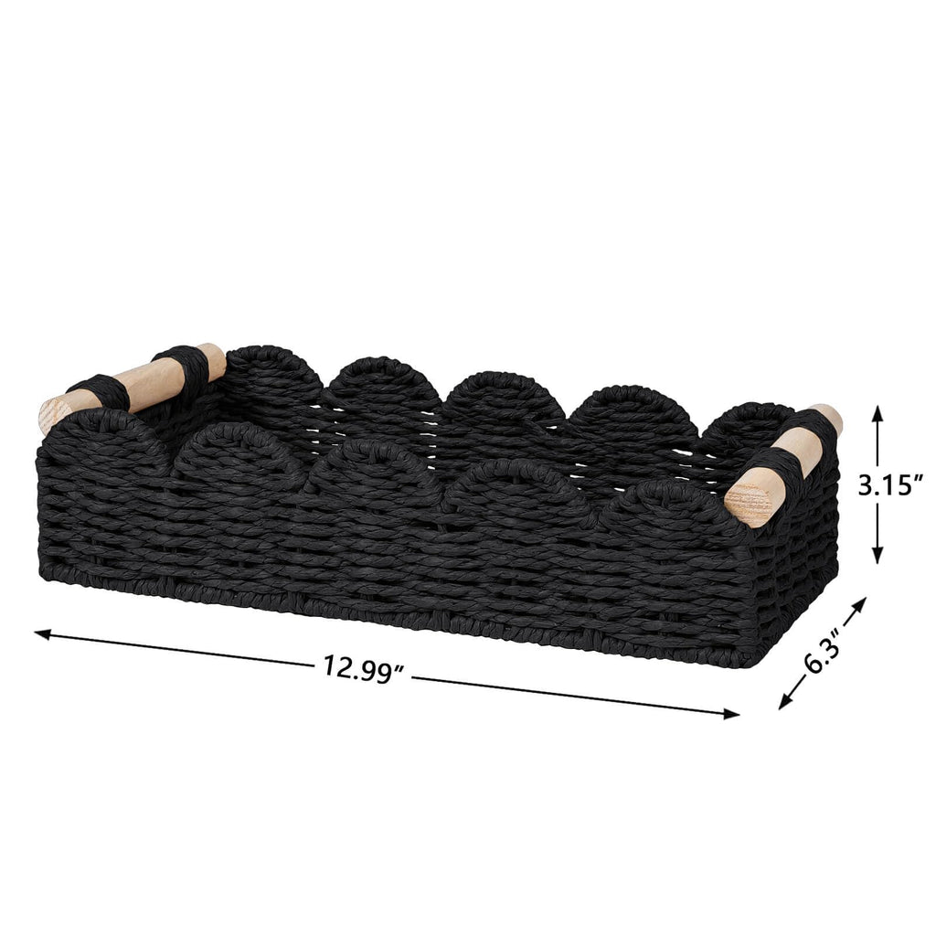 CubesLand Scalloped Toilet Paper Storage Basket W/Handle for Home Decor
