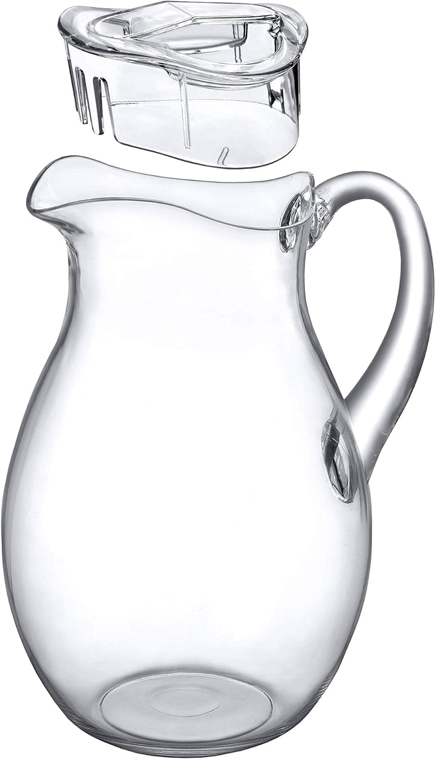 Bubbly - Plastic Pitcher (64 oz, 2 Quart), Clear Water Pitcher with Lid, Fridge Jug, BPA-Free, Shatter-Proof, Great for Iced Tea, Sangria, Lemonade, Juice, Milk, and More
