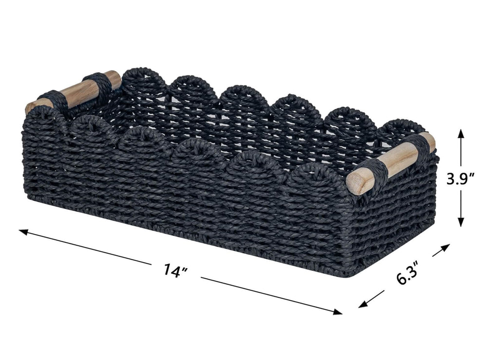 CubesLand Scalloped Toilet Paper Storage Basket W/Handle for Home Decor