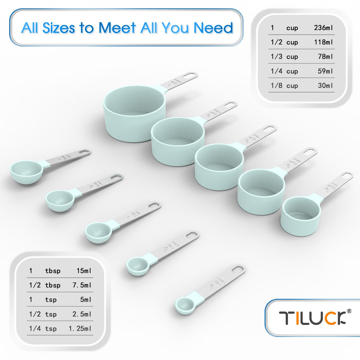 Measuring Cups & Spoons Set, Stackable Cups and Spoons