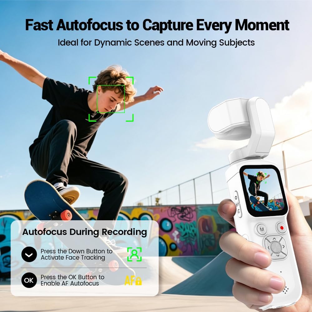 Aero 4K Vlogging Camera, 330° AI Face Tracking, 75MP Photos & Wi-Fi