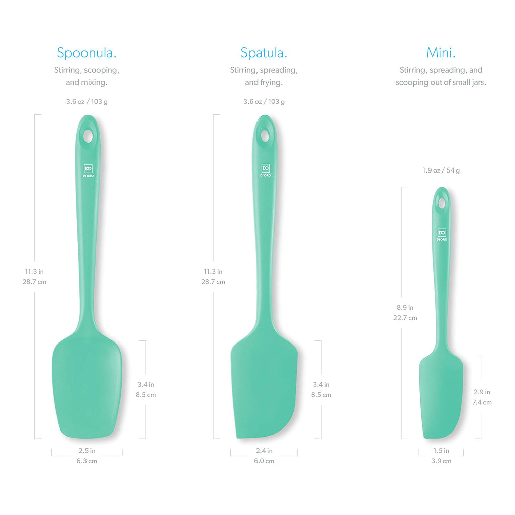 DI ORO Silicone Spatula Set - 600F Heat Resistant, 3-Pc Black