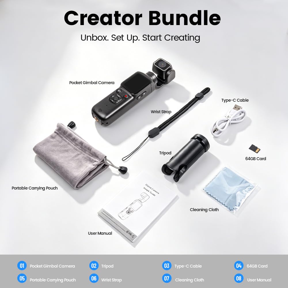 Aero 4K Vlogging Camera, 330° AI Face Tracking, 75MP Photos & Wi-Fi