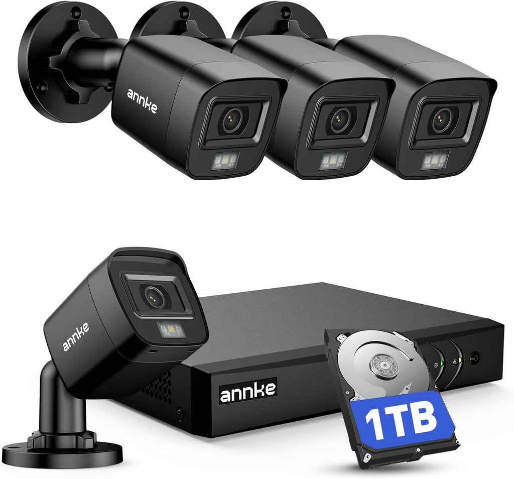 ANNKE 8CH H.265+ 3K Lite Wired Security Camera System,4X 2MP Cam, 1TB HDD
