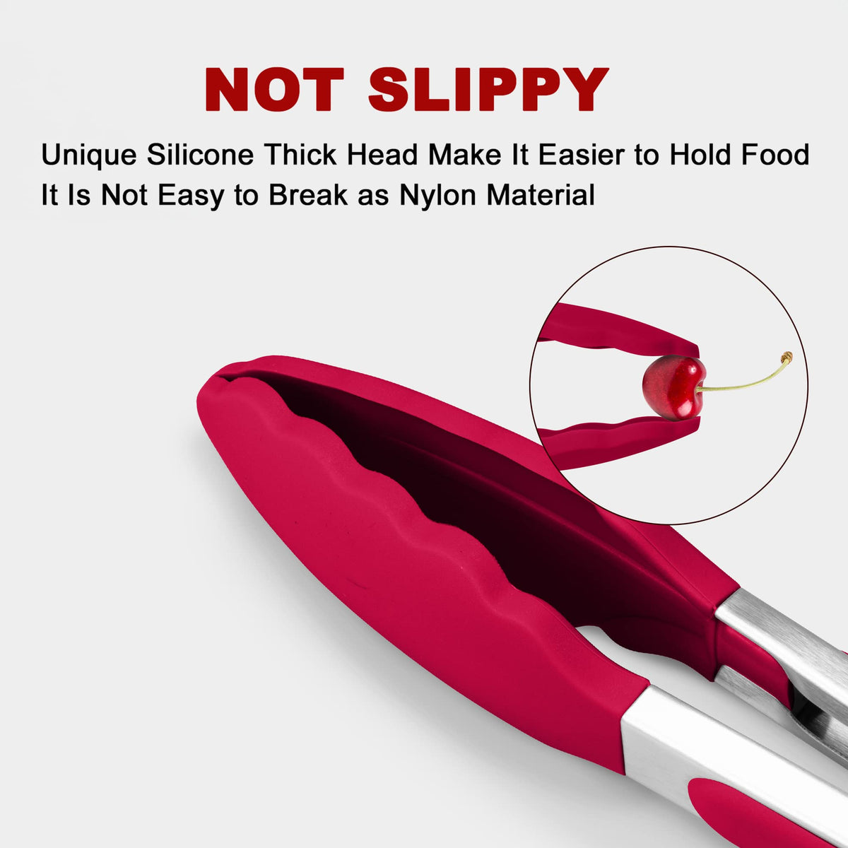 2 Pack Silicone Kitchen Tongs, 9 & 12 Inch, Stainless Steel, Black