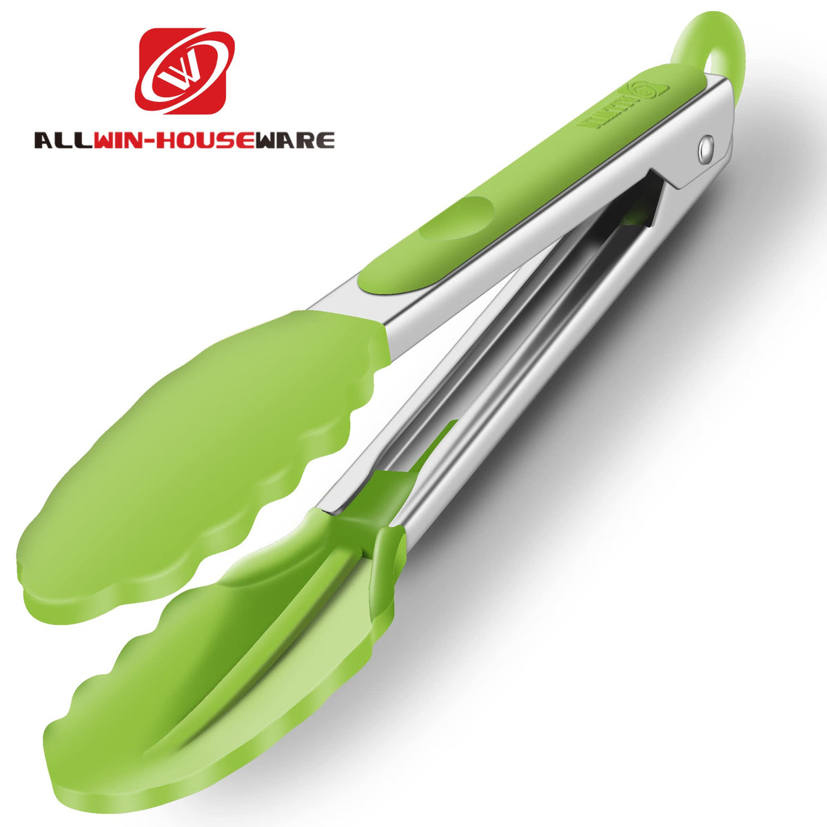 2 Pack Silicone Kitchen Tongs, 9 & 12 Inch, Stainless Steel, Black